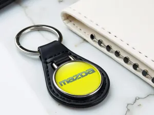 Mazda Portachiavi In Vera Pelle Duro Lucido Tocco Nuovo